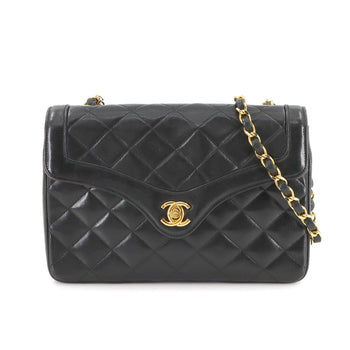Chanel Matelasse Chain Shoulder Bag Leather Black Gold Metal Fittings