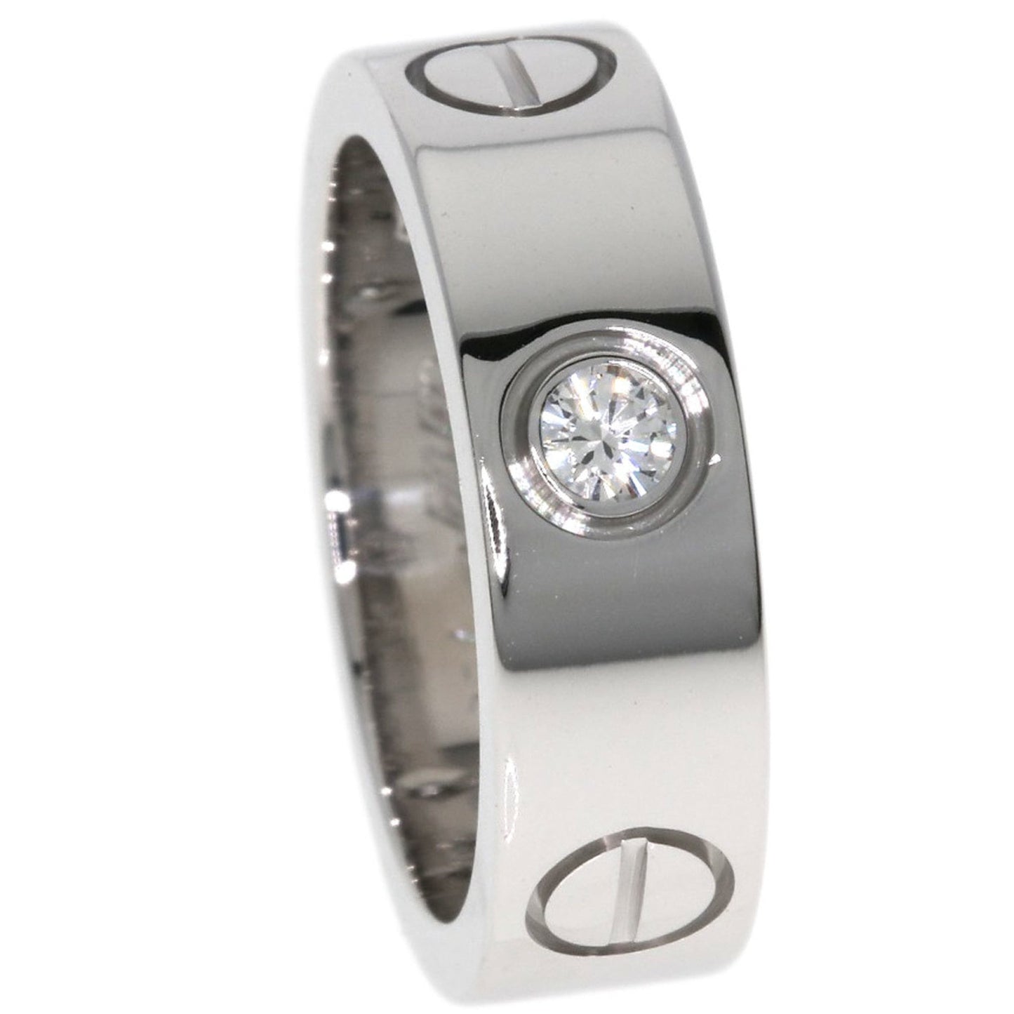 Cartier Love Ring Half Diamond #48 18K White Gold