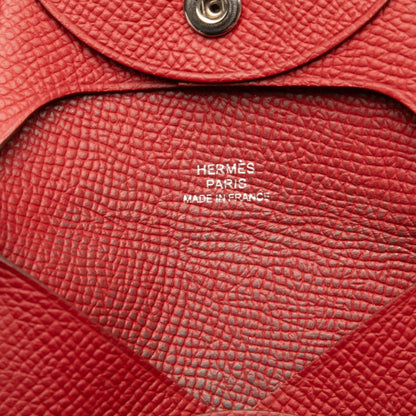 Herms Bastia Wallet/Coin Purse Rouge Kazak Epsom Leather