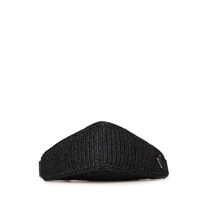 Prada Triangle Crochet Crossbody Shoulder Bag Black Raffia