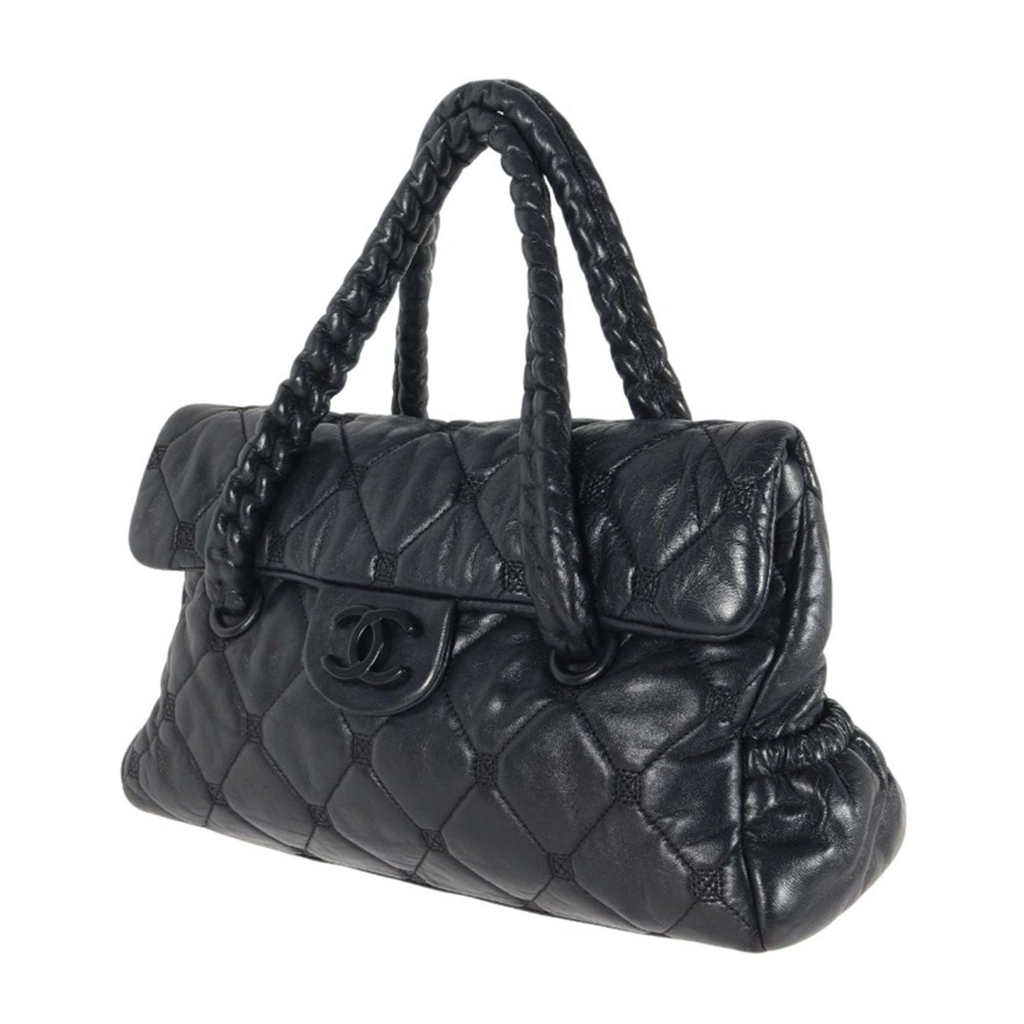 Chanel Black Coco Mark Leather Quilted Handbag