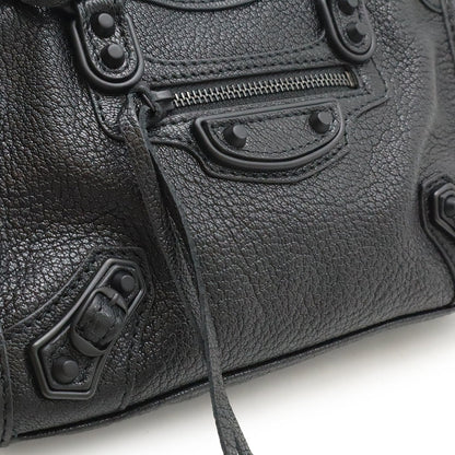 Balenciaga Classic Nano City Handbag/Shoulder Bag In Black Leather