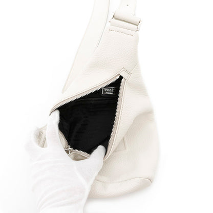 Prada Triangle Leather Body Bag 2Vz098 Prada White