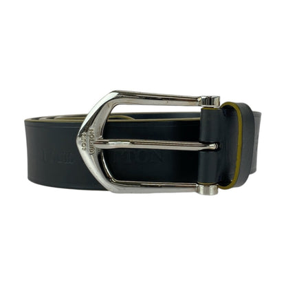 Louis Vuitton 95Cm/38 Inch Black Leather Belt With Silver Hardware