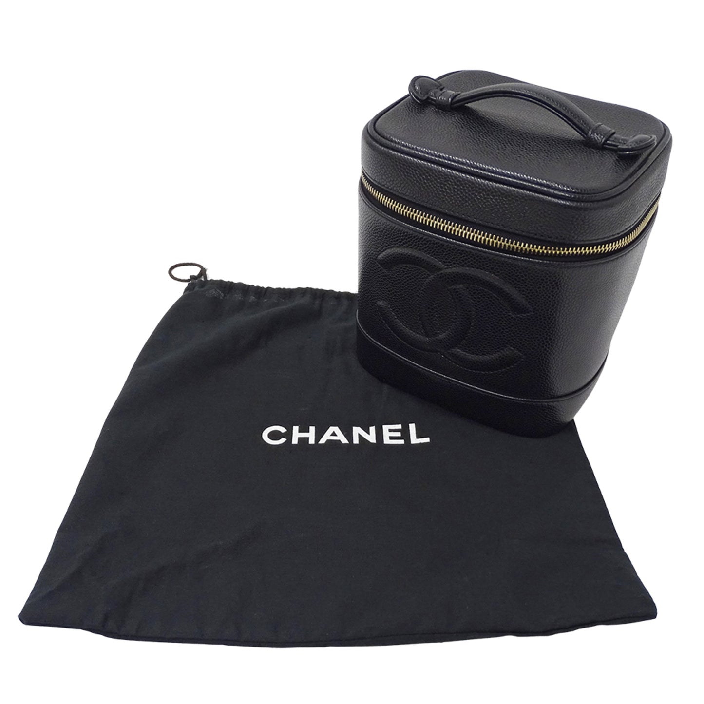 Chanel Chanel Women'S Vanity Bag Handbag In Black Caviar Leather With Gold Hardware