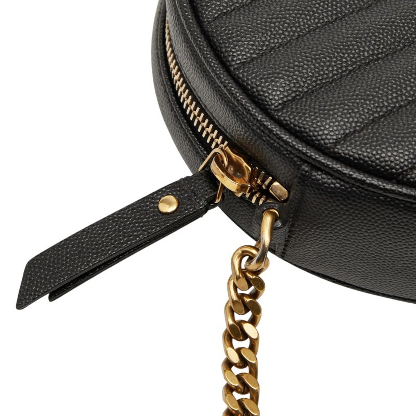 Saint Laurent Ysl Logo Vinyl Chain Shoulder Bag In Black Leather