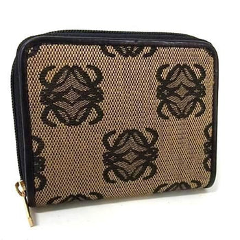 Loewe Anagram Coin Purse In Brown Canvas And Leather