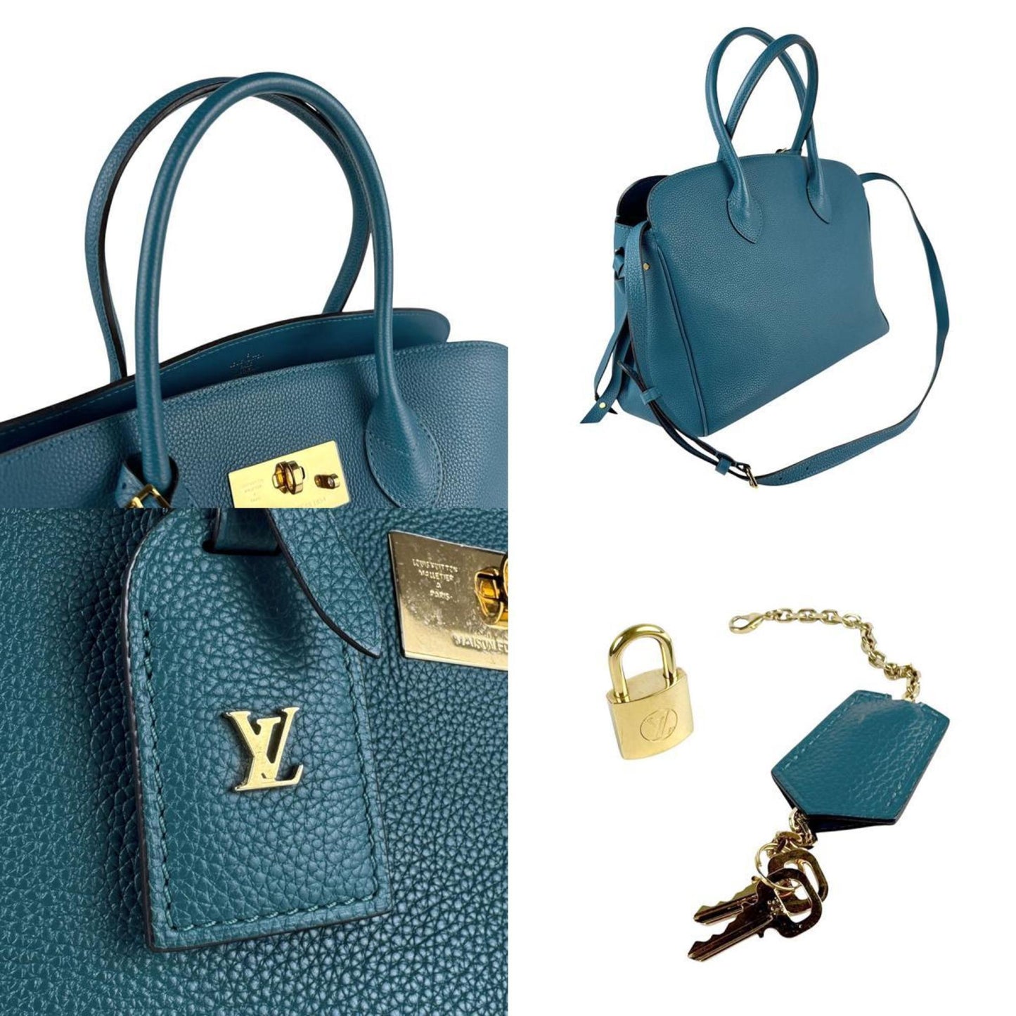 Louis Vuitton Mila Mm Leather Shoulder Bag In Green Blue And Gold
