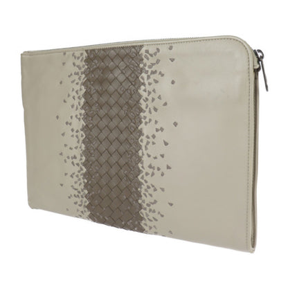 Bottega Veneta Bottega Veneta Intrecciato Second Bag 472578 Leather Taupe Clutch Pouch Document