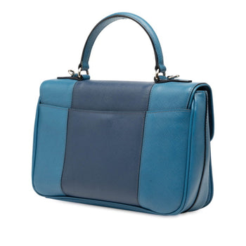 Prada 2-Way Handbag/Shoulder Bag B2485C Blue Saffiano Leather