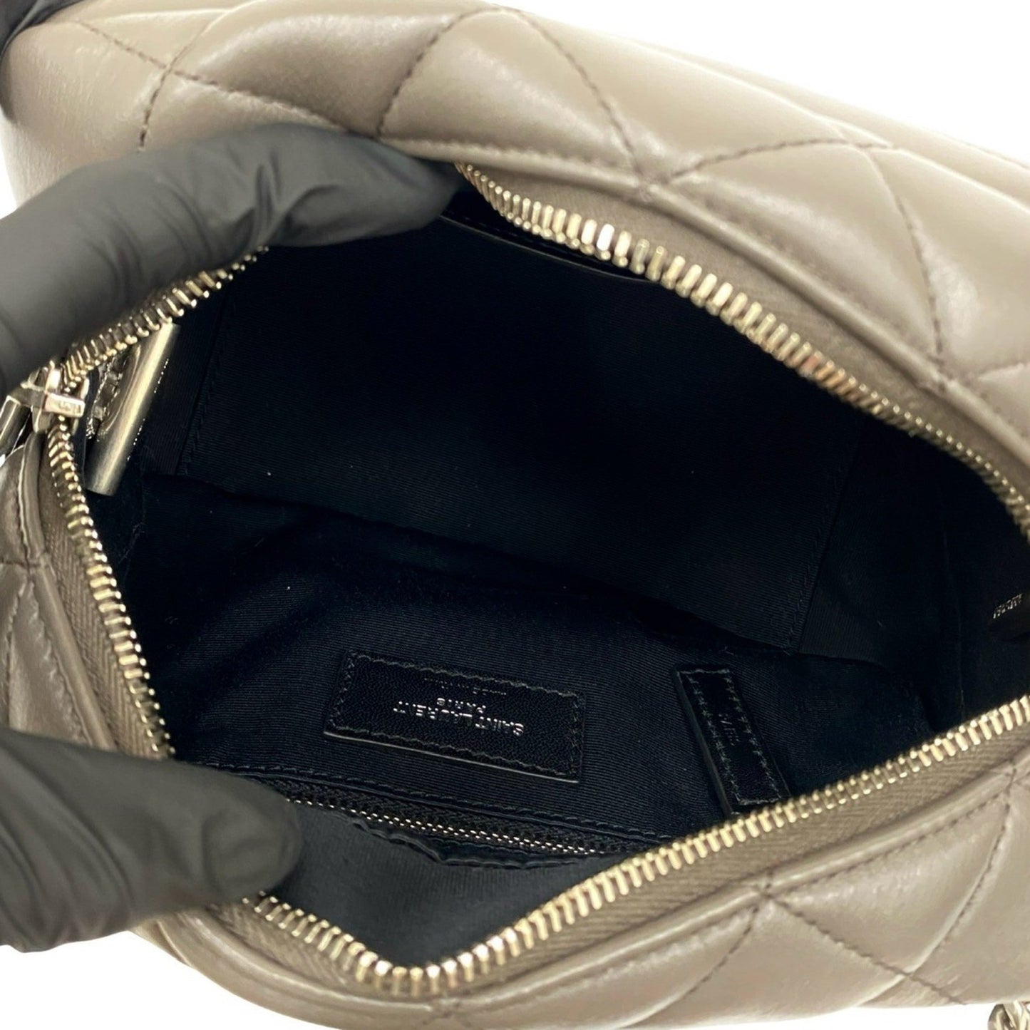 Yves Saint Laurent Saint Laurent Paris Lulu Ysl Logo Leather Chain Shoulder Bag Gray 91106