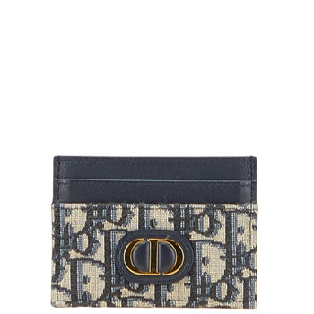 Christian Dior Dior Oblique Jacquard 30 Montaigne Freesia Card Holder/Card Case In Navy/Beige