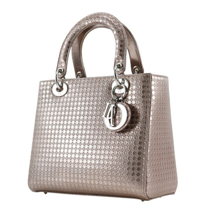 Christian Dior Lady Handbag Medium Cannage M0550Pskc Leather Pink Gold 2Way