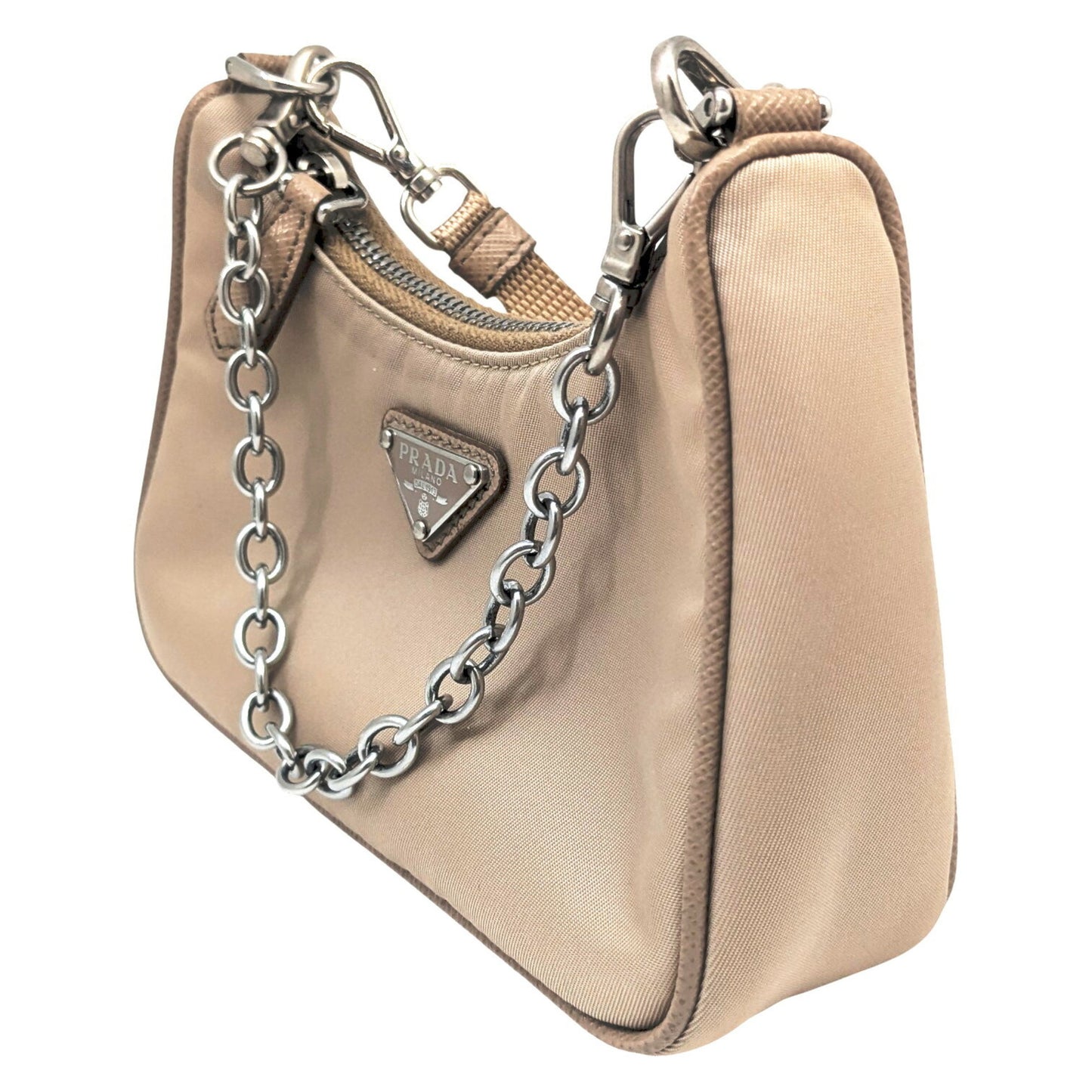 Prada Prada Mini Nylon Shoulder Bag In Beige