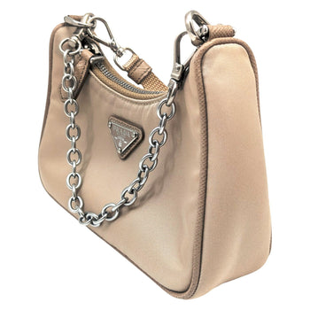 Prada Prada Mini Nylon Shoulder Bag In Beige