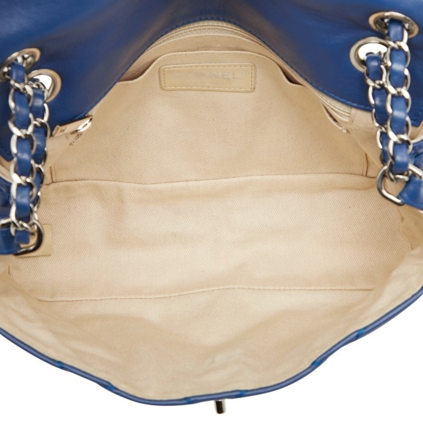 Chanel Wild Stitch Coco Mark Chain Shoulder Bag Handbag Blue Silver Hardware Lambskin