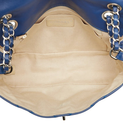 Chanel Wild Stitch Coco Mark Chain Shoulder Bag Handbag Blue Silver Hardware Lambskin