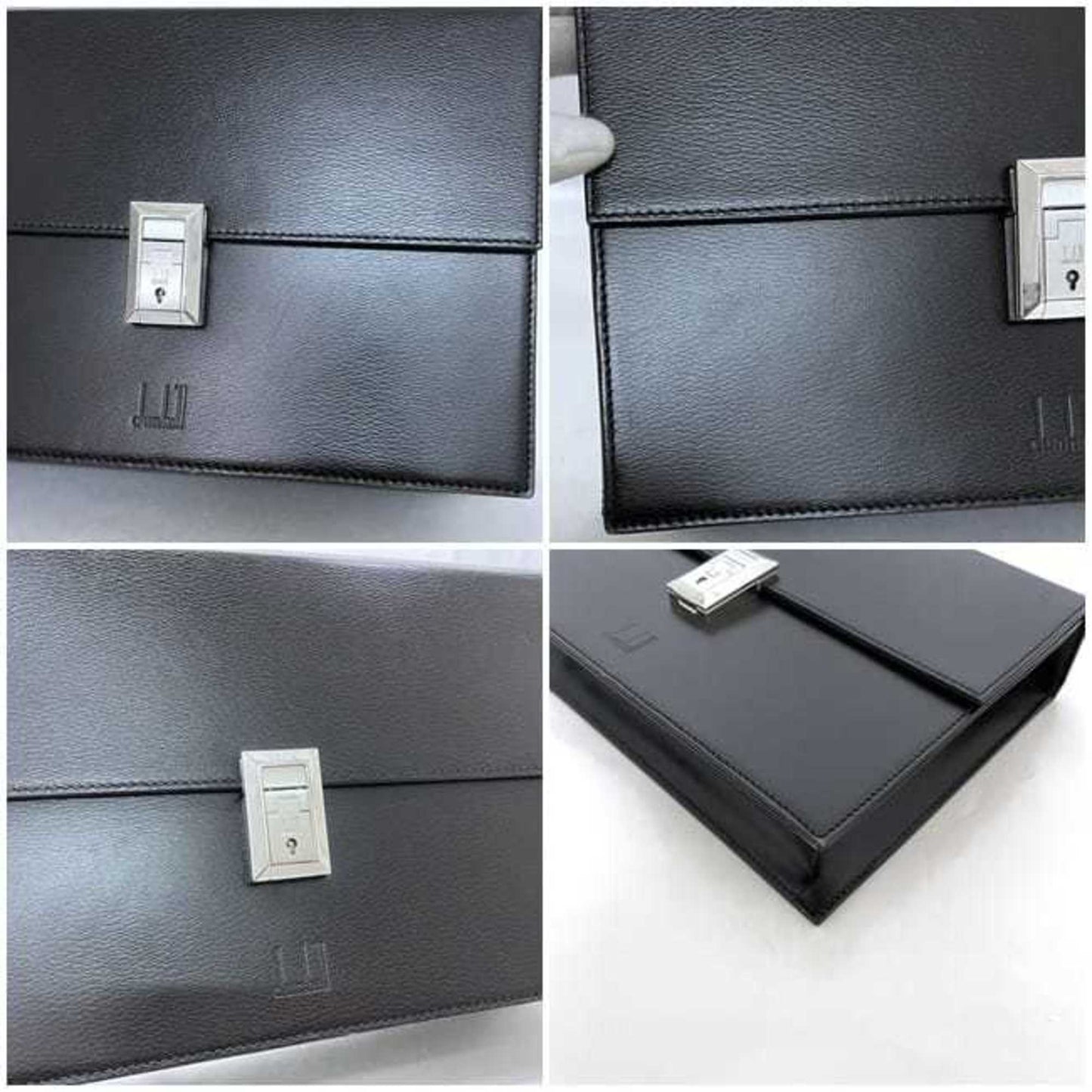 Dunhill Second Bag Ec-22830 Black Sidecar Leather Clutch Strap Flap