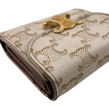Celine Small Flap Wallet Compact Triomphe Trifold White