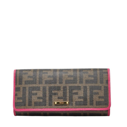 Fendi Zucca Long Wallet 8M0297 Brown Pink