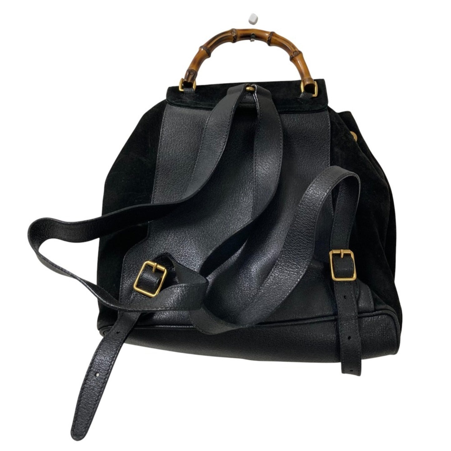Gucci Suede Leather Bamboo Backpack 2058 Black