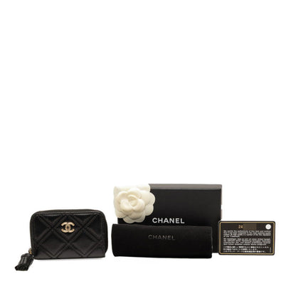 Chanel Matelasse Coco Mark Wallet/Coin Case Black Lambskin
