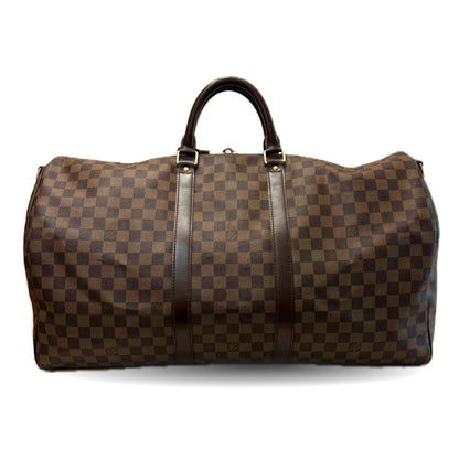 Louis Vuitton Keepall 55 Bandouliere Damier Ebene Brown Boston Bag Shoulder N41414 Louis Vuitton