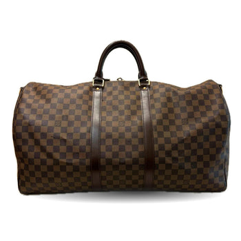 Louis Vuitton Keepall 55 Bandouliere Damier Ebene Brown Boston Bag Shoulder N41414 Louis Vuitton