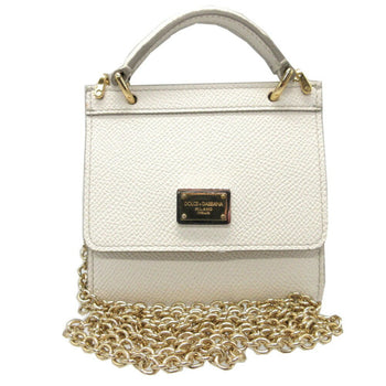 Dolce & Gabbana Sicily Leather White Chain Wallet Coin Case 0223Dolce&Gabbana