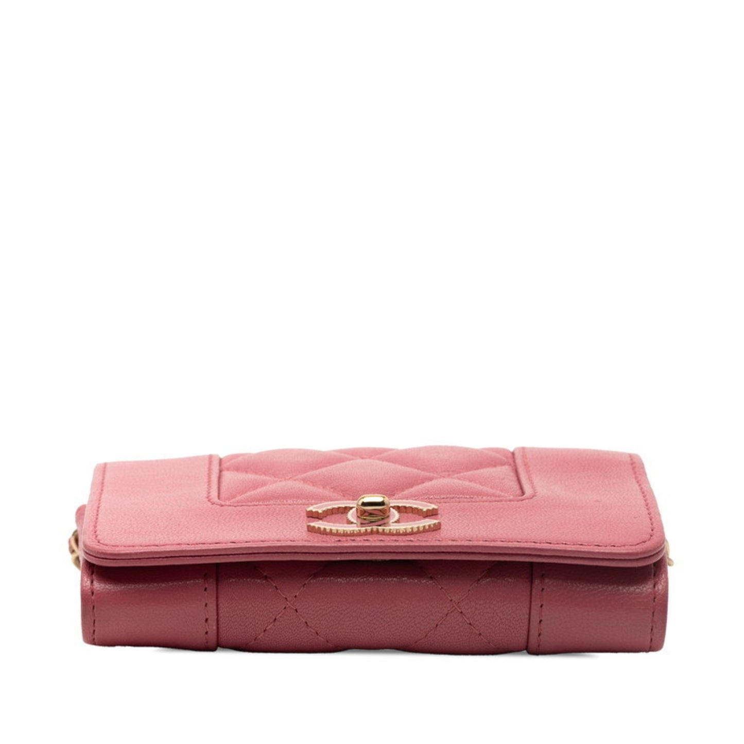 Chanel Coco Mark Mademoiselle Mini Chain Wallet Shoulder Bag In Pink Lambskin