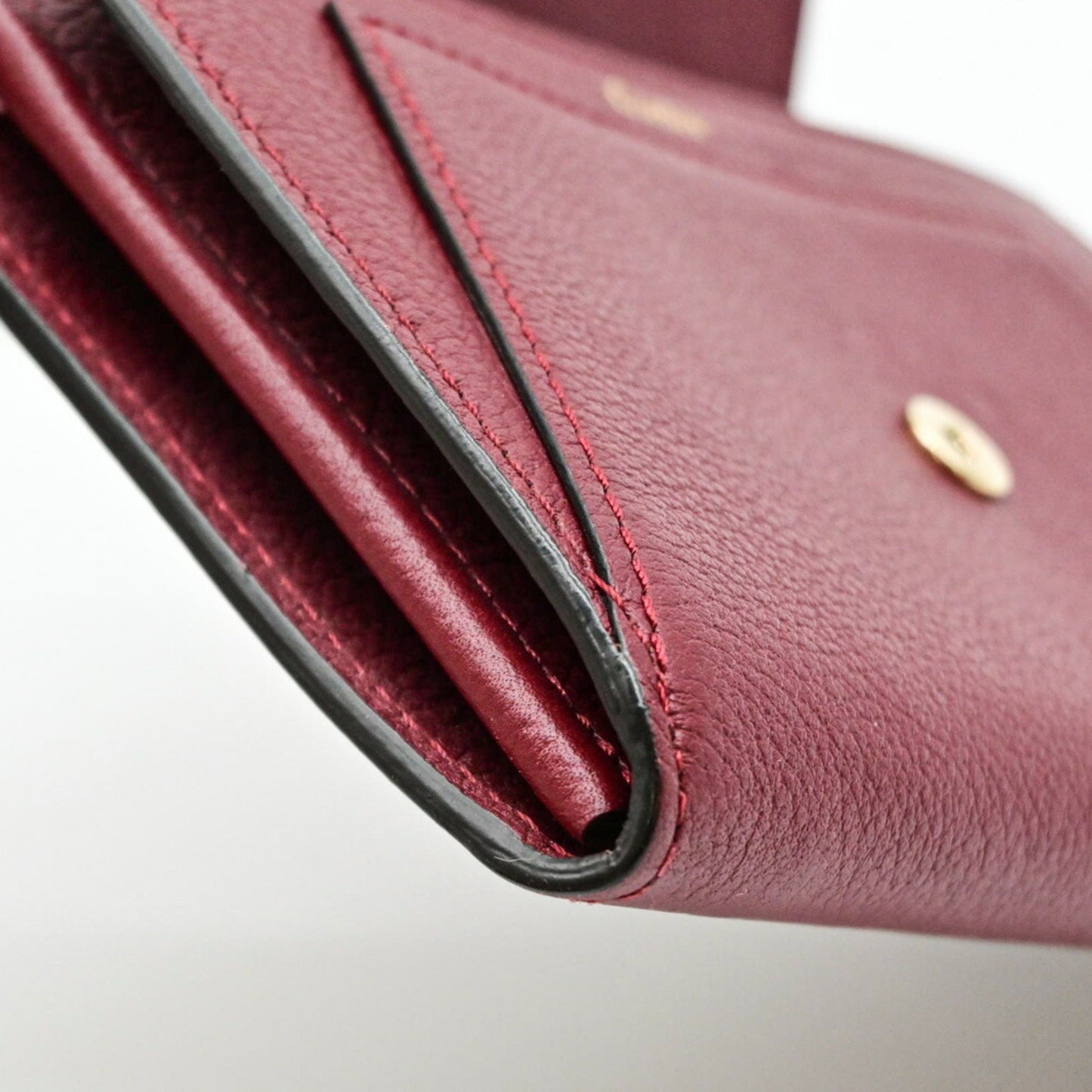 Cartier C De Compact Wallet Bi-Fold Leather Bordeaux Red L3001502