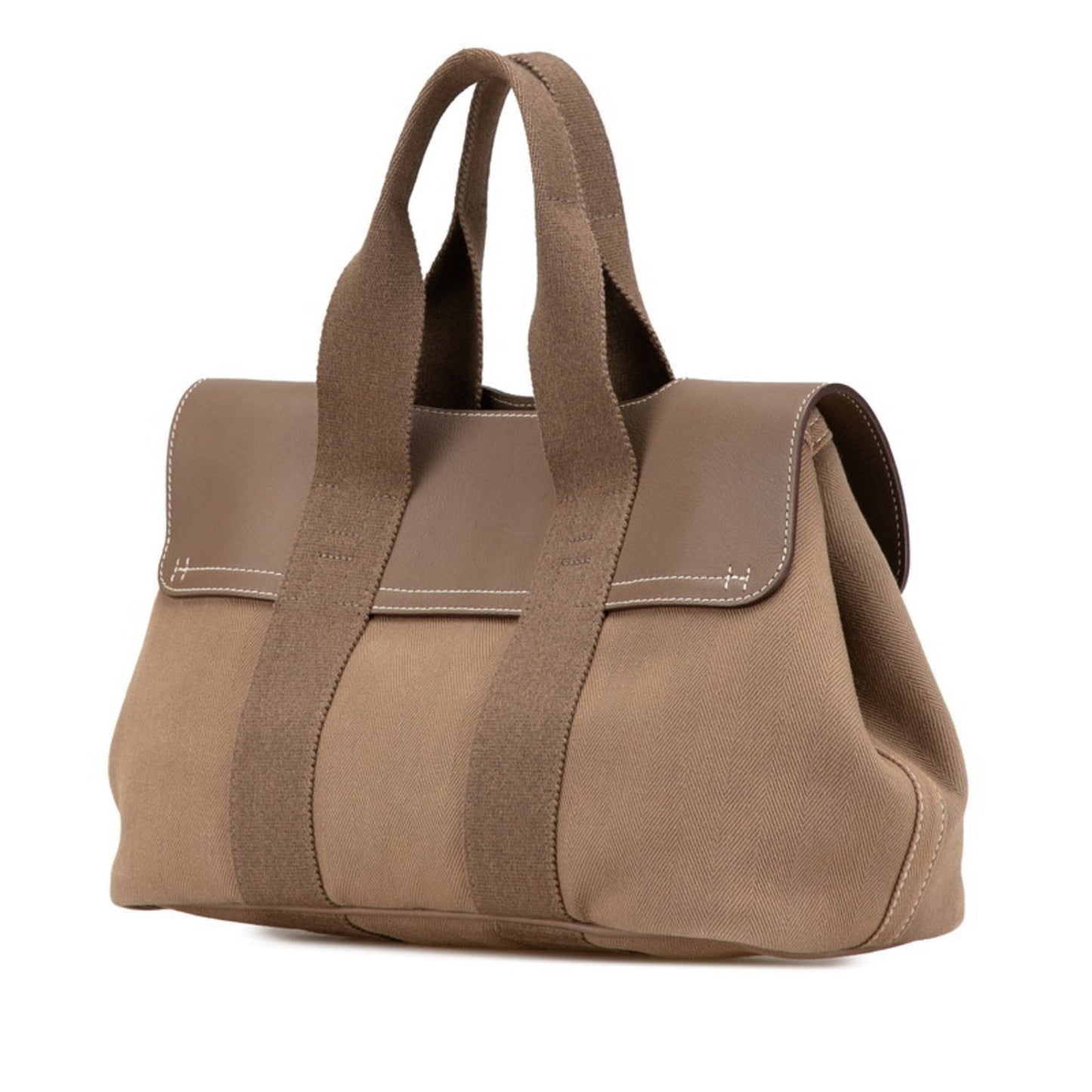 Hermes Herms Valparaiso Pm Handbag In Etoupe Greige Toile Chevron Swift