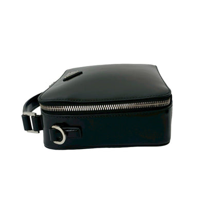 Prada Prada Brick Brushed Triangle Logo Hardware Leather Genuine 2-Way Handbag/Shoulder Bag Black