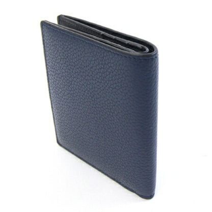 Loewe Bi-Fold Wallet Anagram Vertical Bifold C660302X02 Navy Black Leather Bi-Color