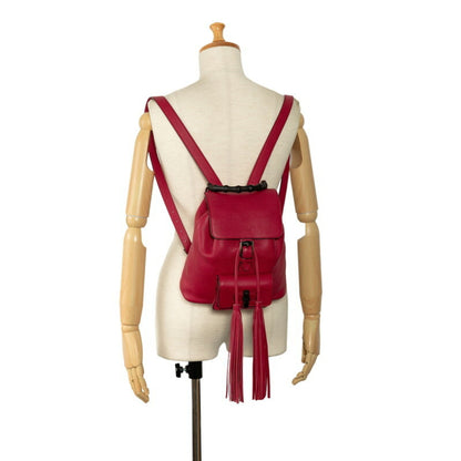 Gucci Bamboo Backpack 387149 Red Leather