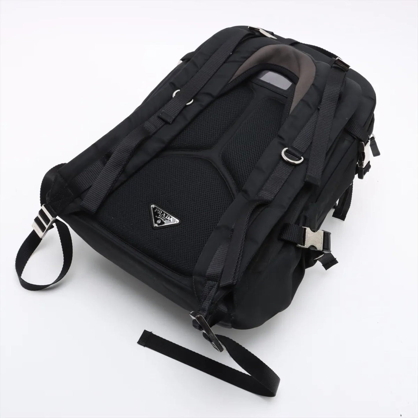 Prada Tessuto Nylon Triangle Logo Vz0055 Leather Backpack