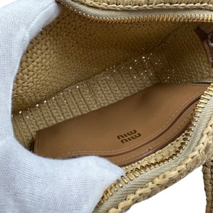 Miu Crochet Handbag 5Bb123 Beige