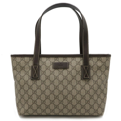 Gucci Gg Supreme Plus Tote Bag Shoulder Pvc Leather Beige Dark Brown 211138