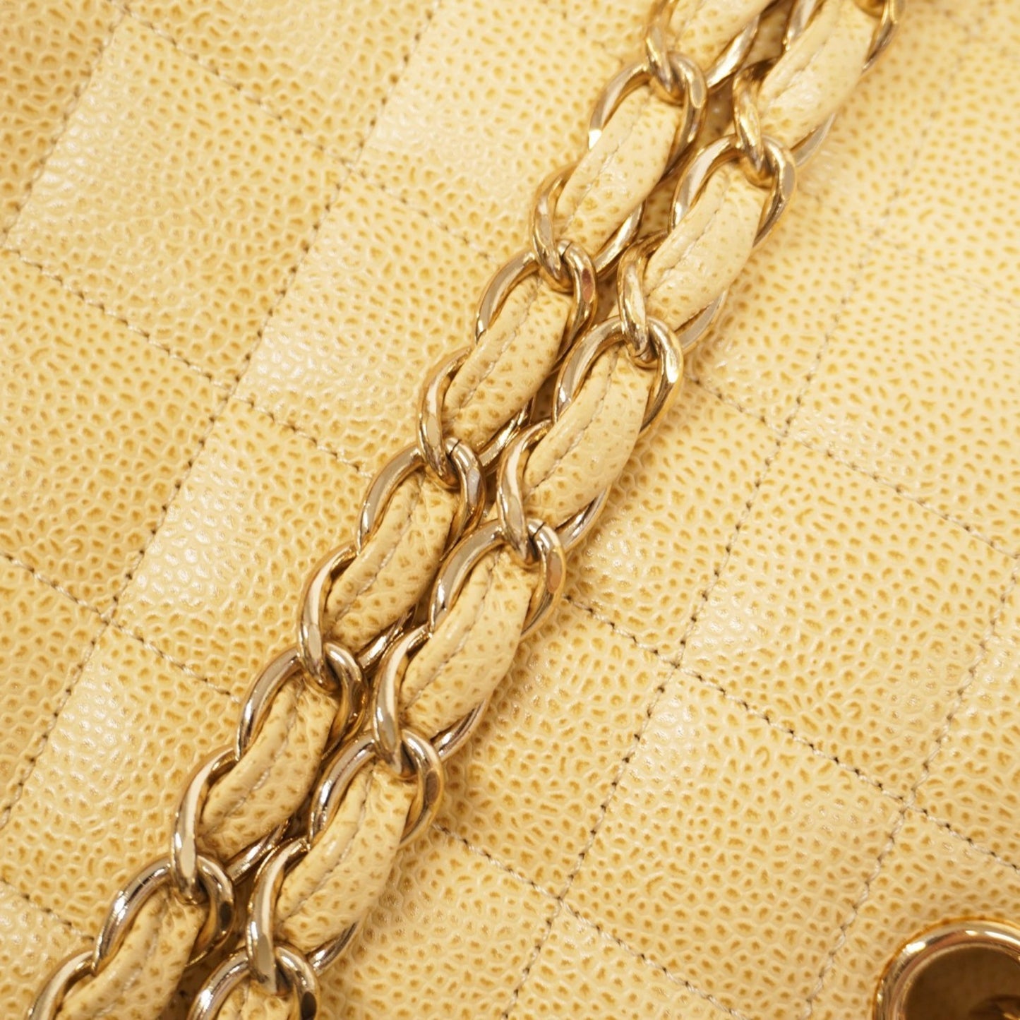 Chanel Matelasse Chain Handbag In Beige Caviar Leather For Women