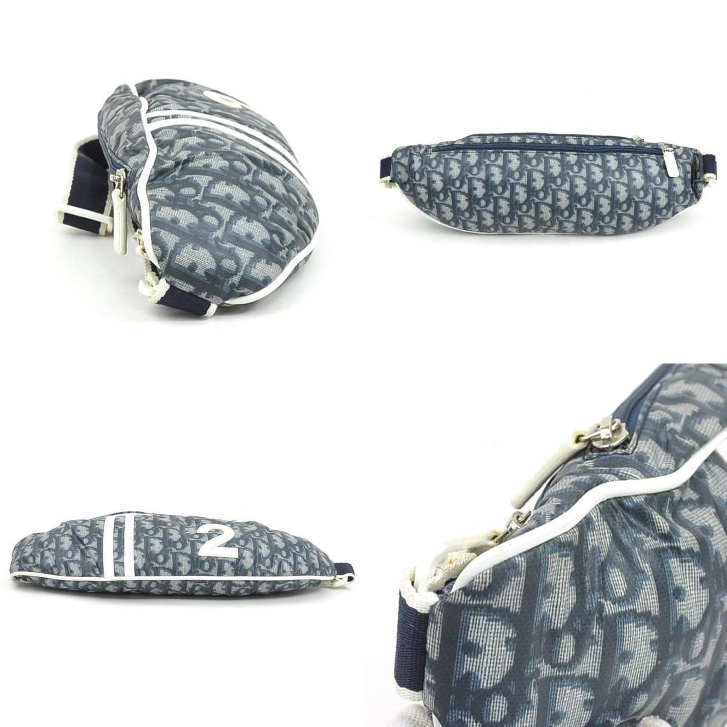 Christian Dior Trotter Nylon Waist Bag In Navy And White