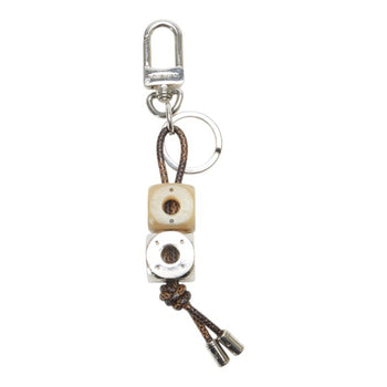 Louis Vuitton Portecle Dice Keyring M66734 Silver Brown Metal Plastic Pvc
