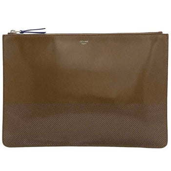 Celine Clutch Bag Brown Pouch Patent Leather Celine Punching 103713Ab4 07Oc Clutch Pouch