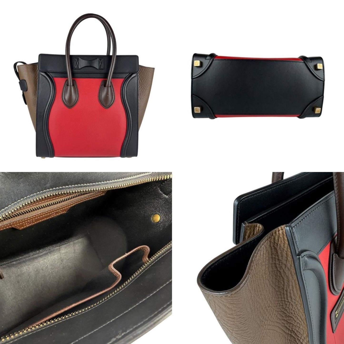 Celine Luggage Micro Shopper Handbag In Red