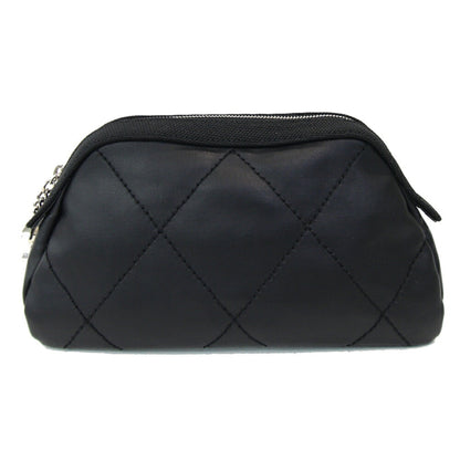 Chanel Pouch Paris Biarritz A34212 Black Coated Canvas Coco Mark Quilted