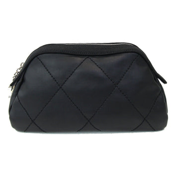 Chanel Pouch Paris Biarritz A34212 Black Coated Canvas Coco Mark Quilted