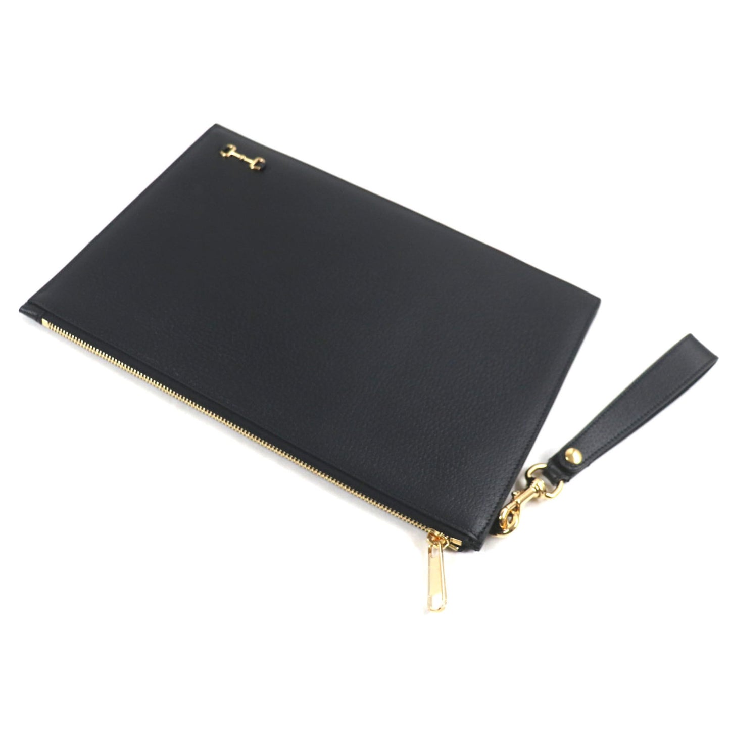 Gucci 700524 Horsebit Leather Clutch Bag With Strap