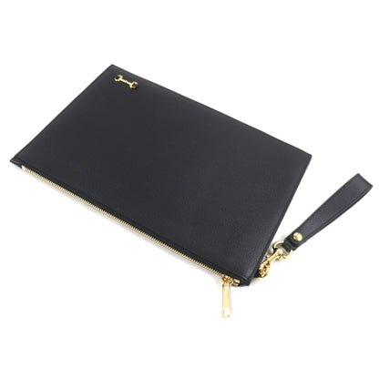 Gucci 700524 Horsebit Leather Clutch Bag With Strap