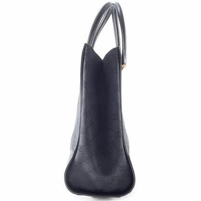 Gucci Gg Canvas Tote Bag 120897 In Black Leather