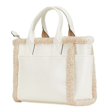 Kate Spade Handbag Shoulder Bag White Faux Fur Polyurethane Leather
