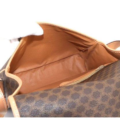 Celine Macadam Shoulder Bag In Brown Leather